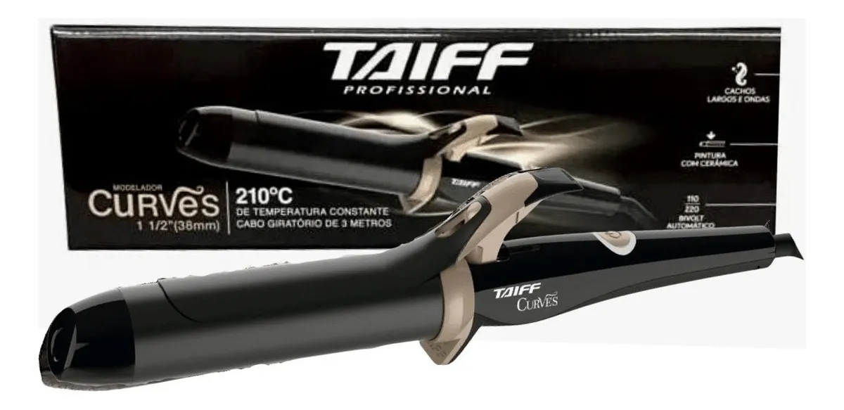 Modelador De Cachos Curves Bivolt 38mm - Taiff Cor Preto - Imagem 2